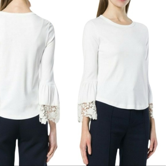 SEE BY CHLOE White Lace Bell Sleeve Top Size small - Picture 1 of 8